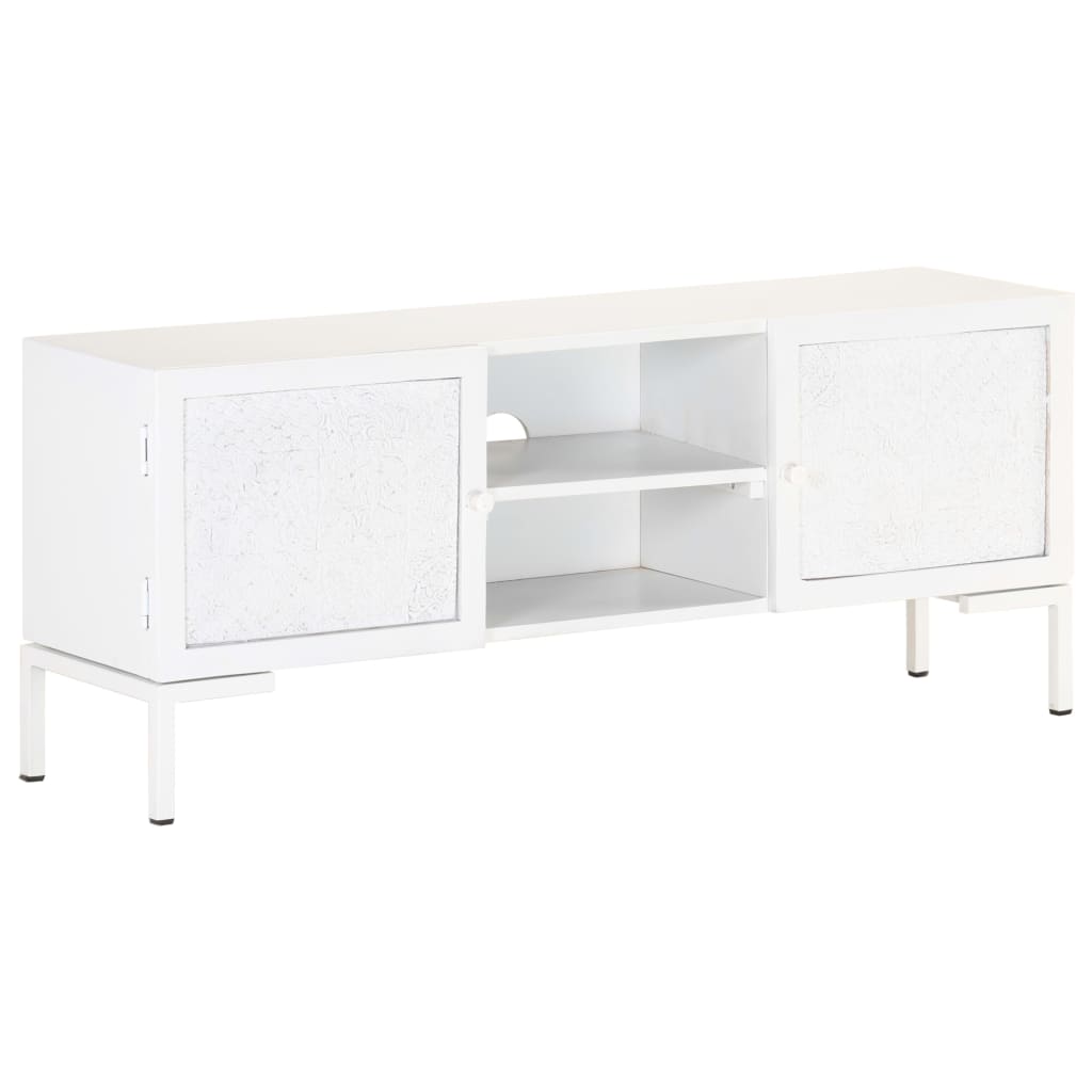 vidaXL TV stolek bílý 115 x 30 x 46 cm masivní mangovníkové dřevo