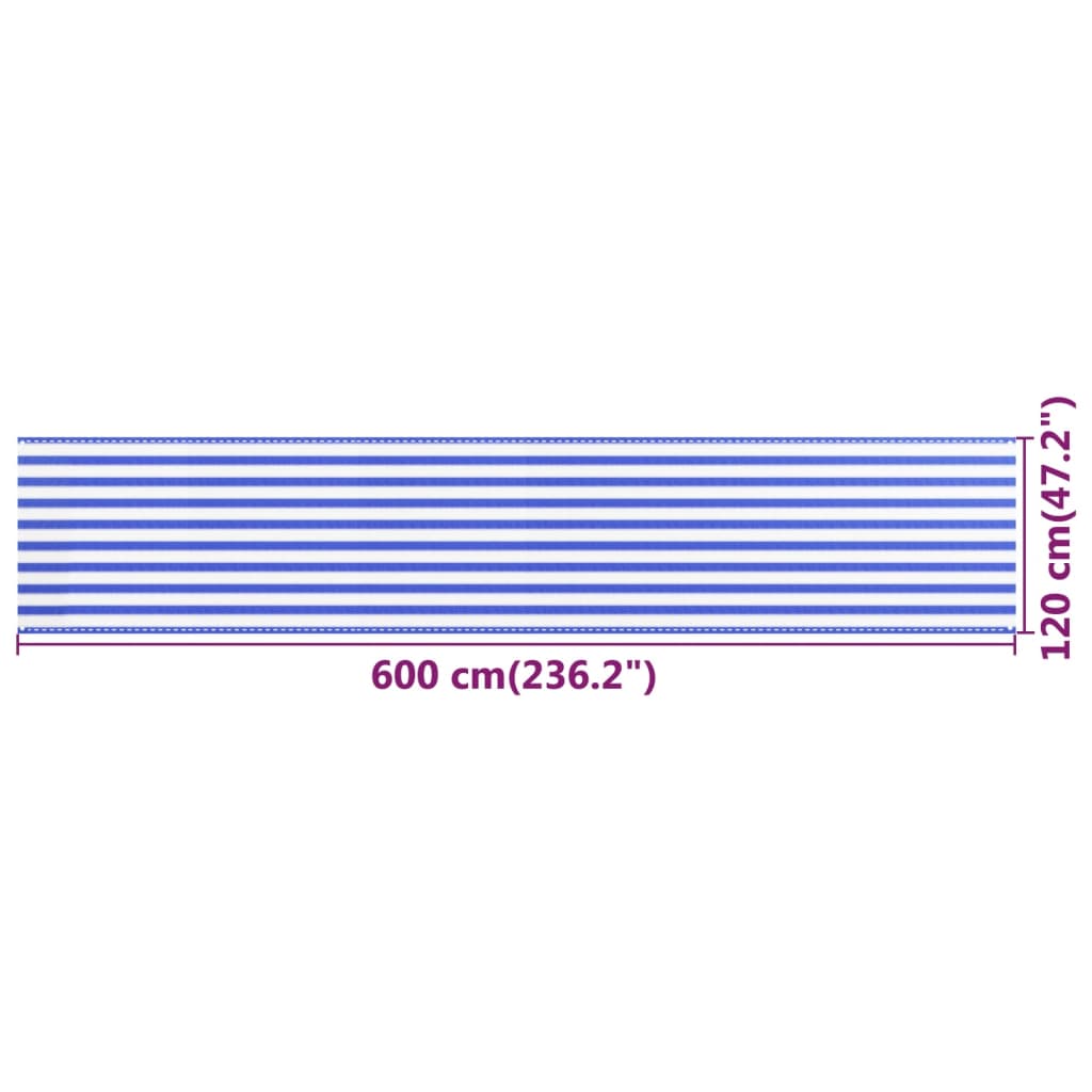 vidaXL Balkonová zástěna modrobílá 120 x 600 cm HDPE