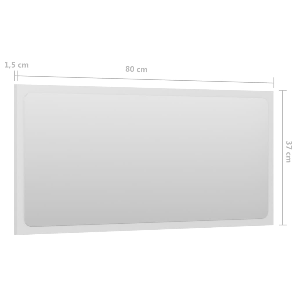 vidaXL Koupelnové zrcadlo bílé vysoký lesk 80x1,5x37 cm dřevotříska