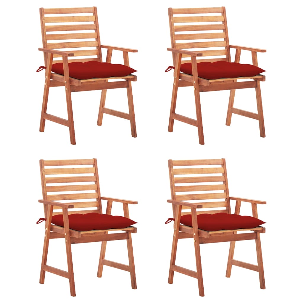 vidaXL Zahradní jídelní židle 4 ks s poduškami masivní akáciové dřevo