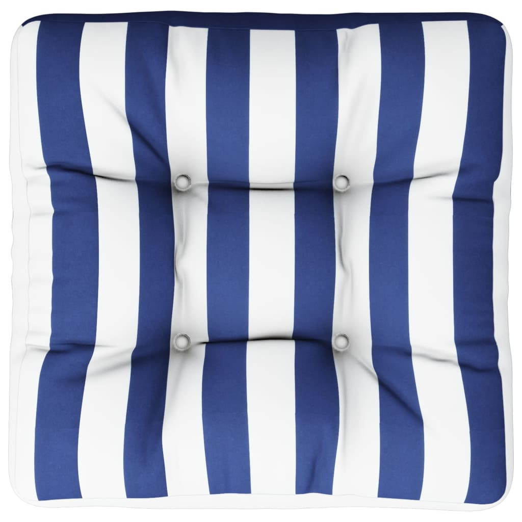 vidaXL Poduška na palety modré a bílé pruhy 50 x 50 x 12 cm textil