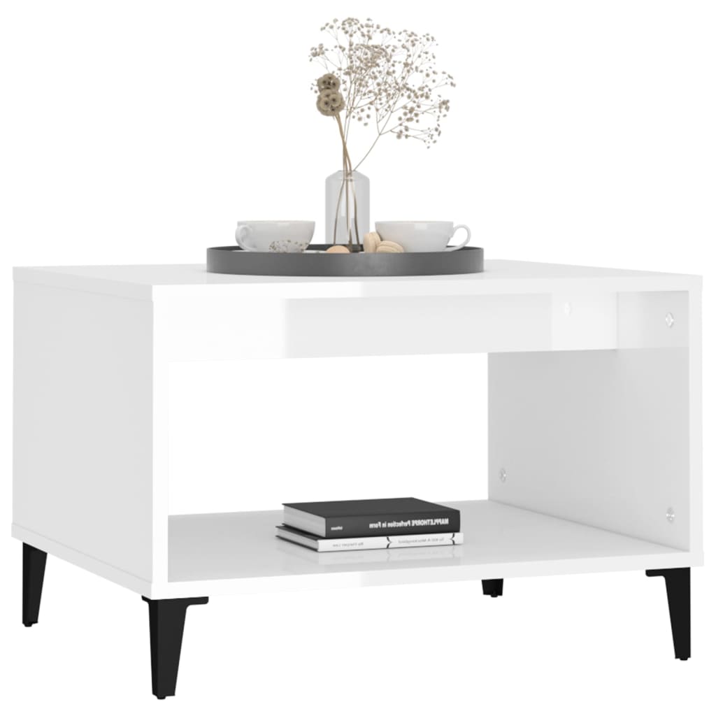 vidaXL Konferenční stolek lesklý bílý 60x50x40 cm kompozitní dřevo