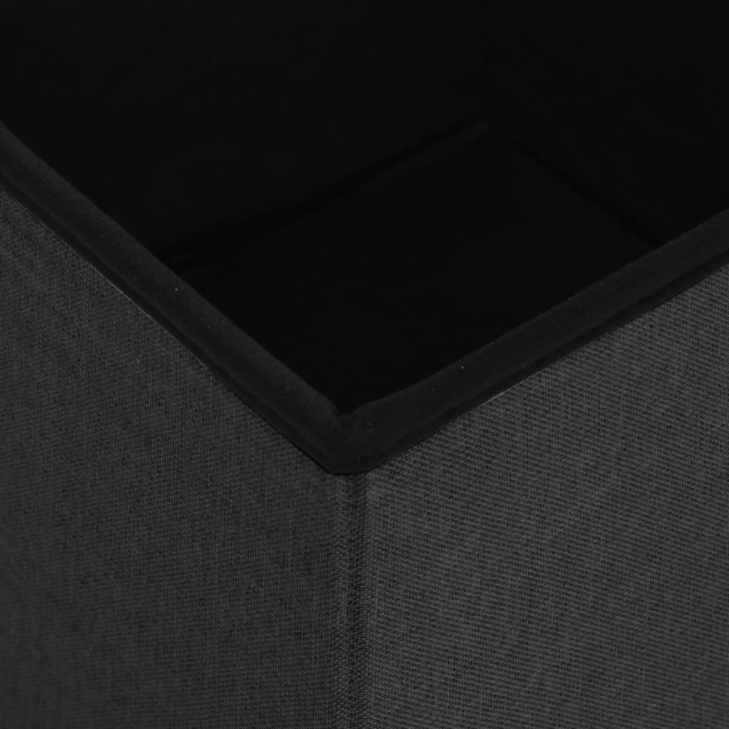 vidaXL Skládací úložné stoličky 2 ks černé umělý len