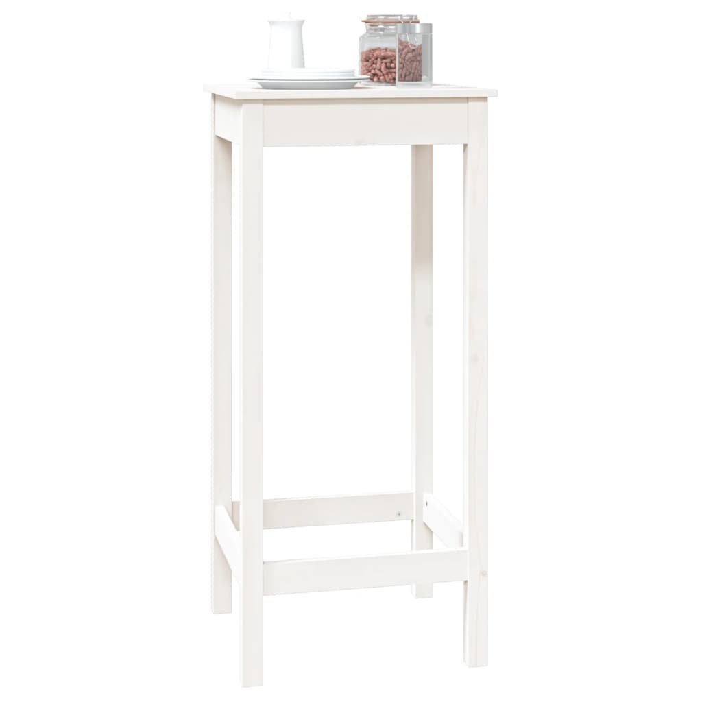 vidaXL Barový stolek bílý 50 x 50 x 110 cm masivní borové dřevo