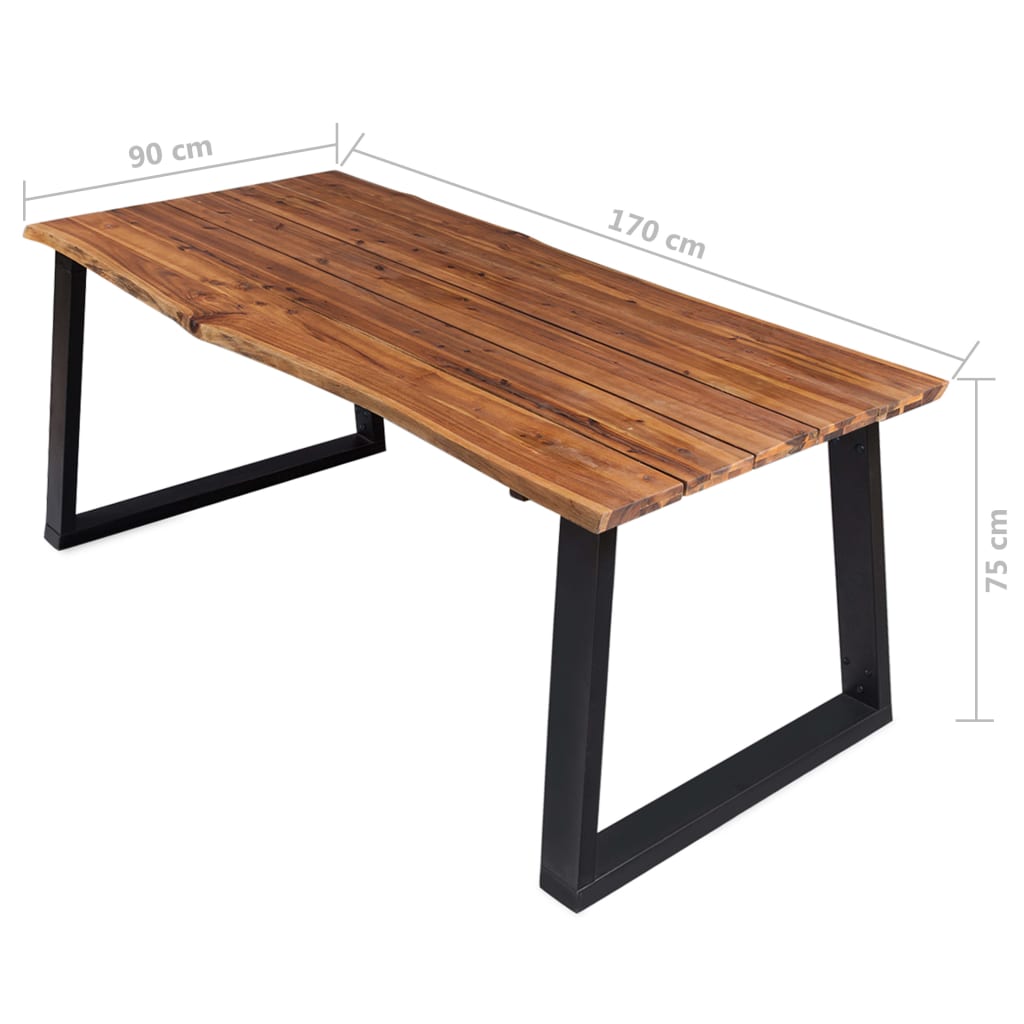 vidaXL Jídelní stůl 170 x 90 x 75 cm masivní akáciové dřevo