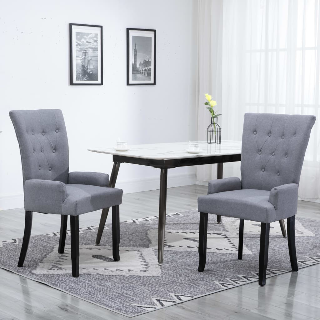 vidaXL Jídelní židle s područkami světle šedá textil