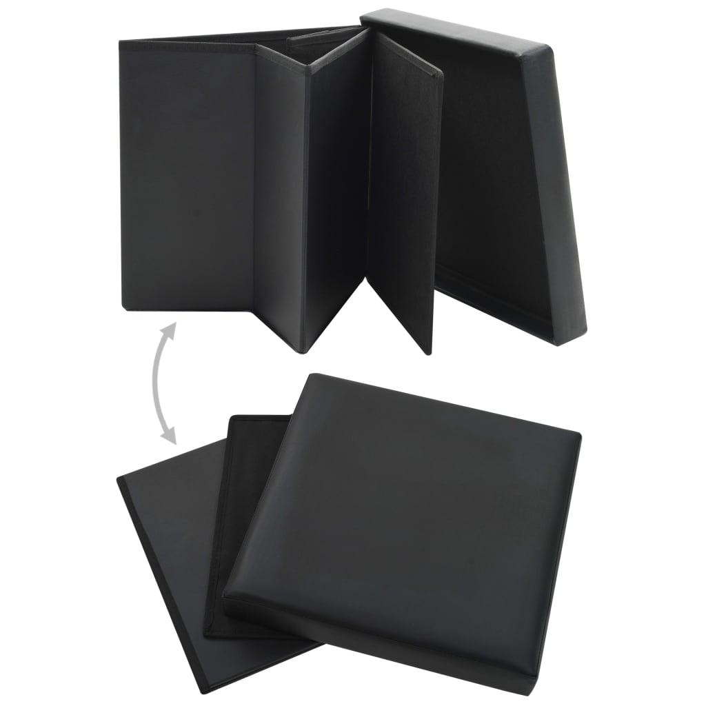 vidaXL Skládací úložná stolička černá umělá kůže