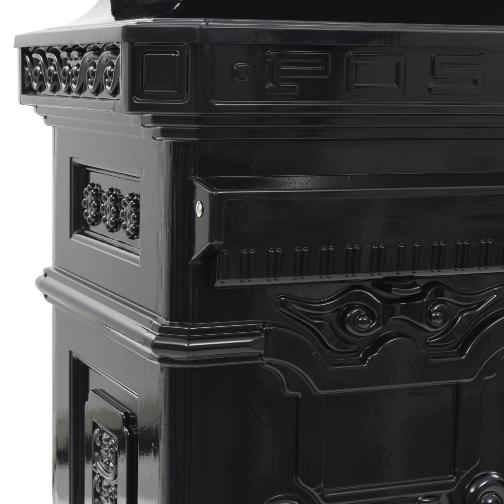 vidaXL Sloupová poštovní schránka ve vintage stylu rezuvzdorná černá
