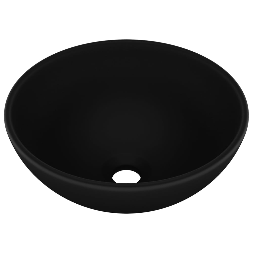 vidaXL Luxusní umyvadlo kulaté matné černé 32,5 x 14 cm keramické