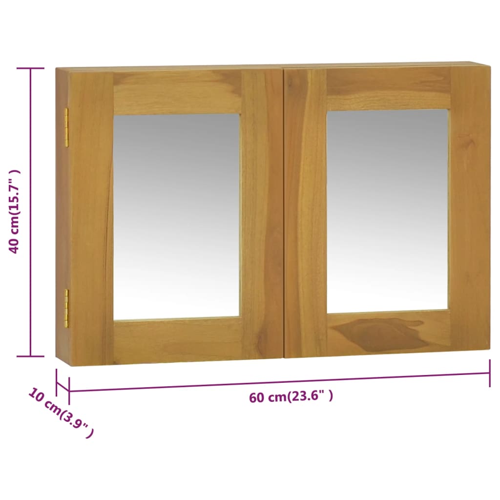 vidaXL Zrcadlová skříňka 60 x 10 x 40 cm masivní teakové dřevo