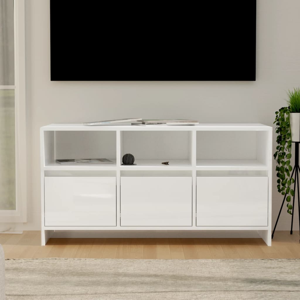 vidaXL TV skříňka bílá s vysokým leskem 102x37,5x52,5 cm dřevotříska