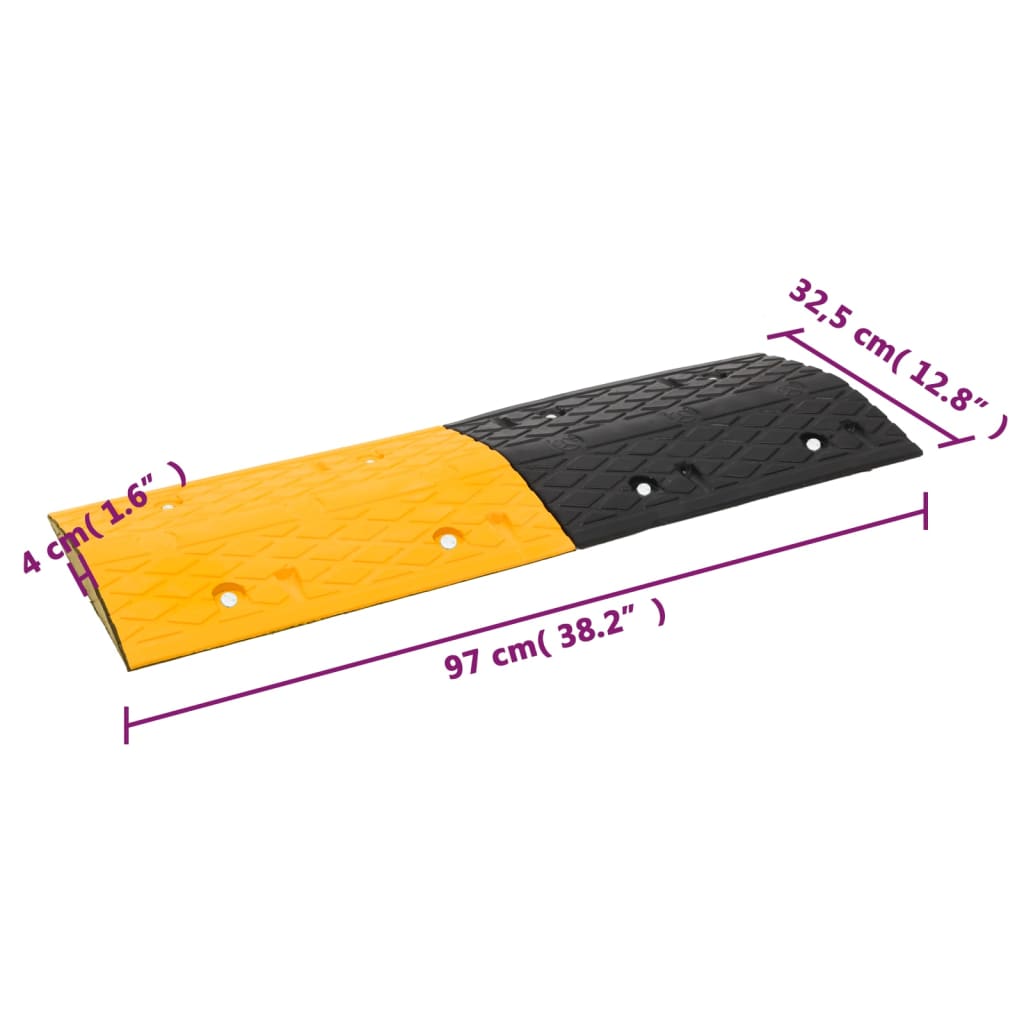 vidaXL Zpomalovací práh žlutý a černý 420 x 32,5 x 4 cm pryž