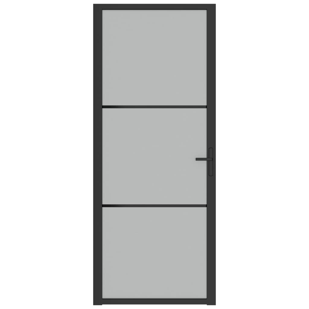 vidaXL Interiérové dveře 83 x 201,5 cm černé matné sklo a hliník