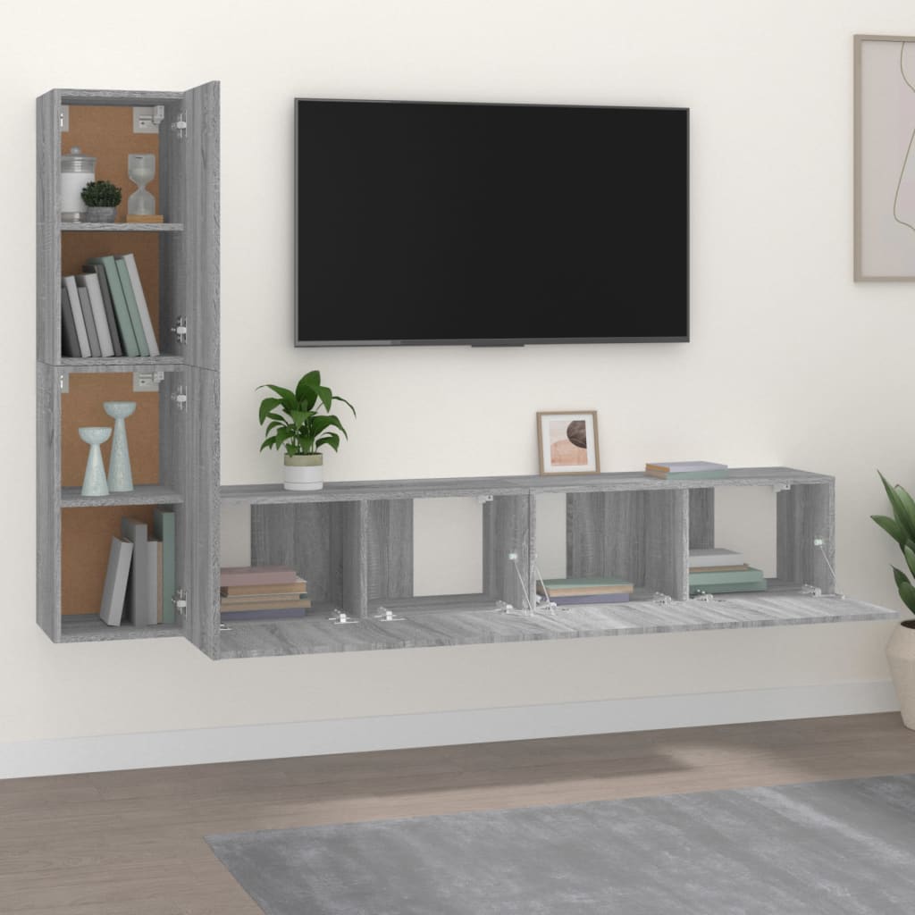 vidaXL 4dílný set TV skříněk šedý sonoma kompozitní dřevo