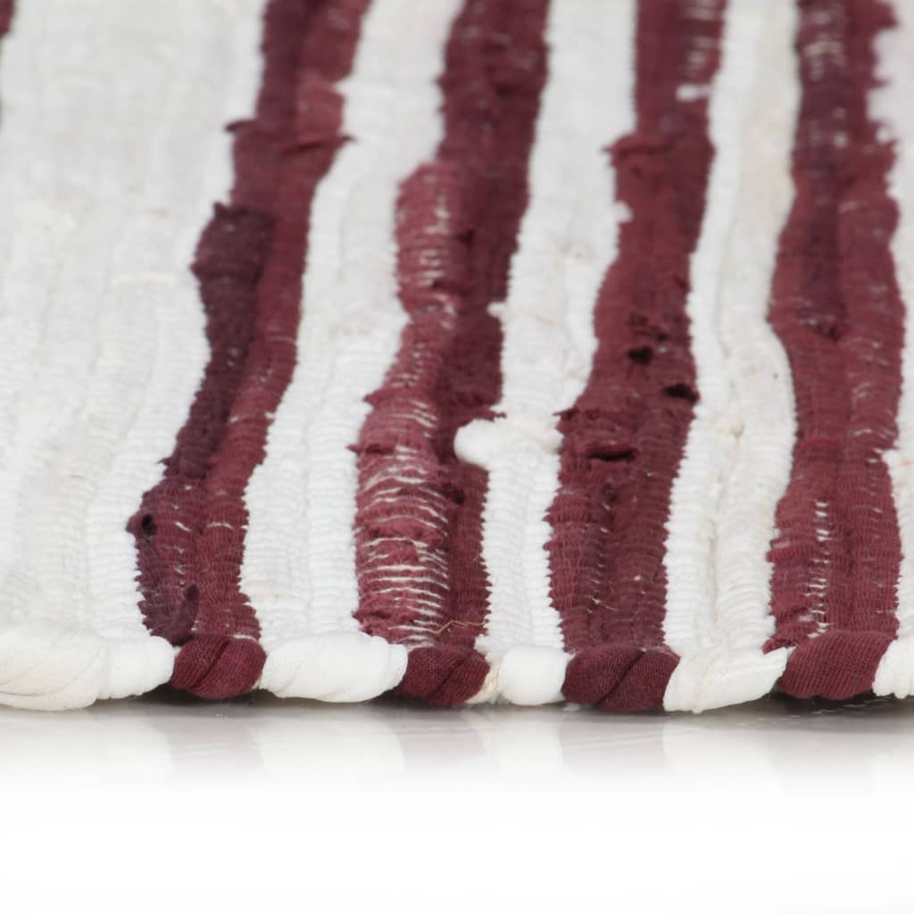vidaXL Ručně tkaný koberec Chindi bavlna 200 x 290 cm vínovo-bílý
