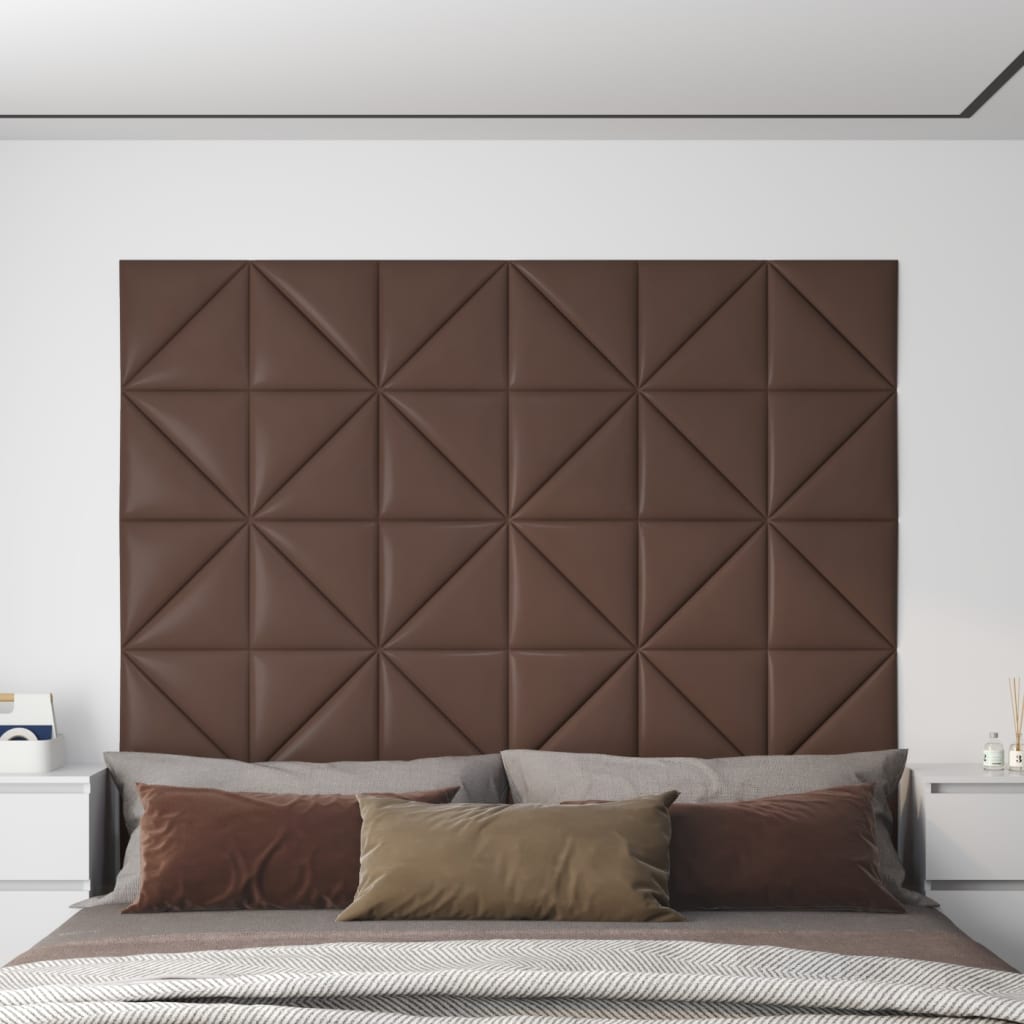 vidaXL Nástěnné panely 12 ks hnědé 30 x 30 cm umělá kůže 0,54 m²