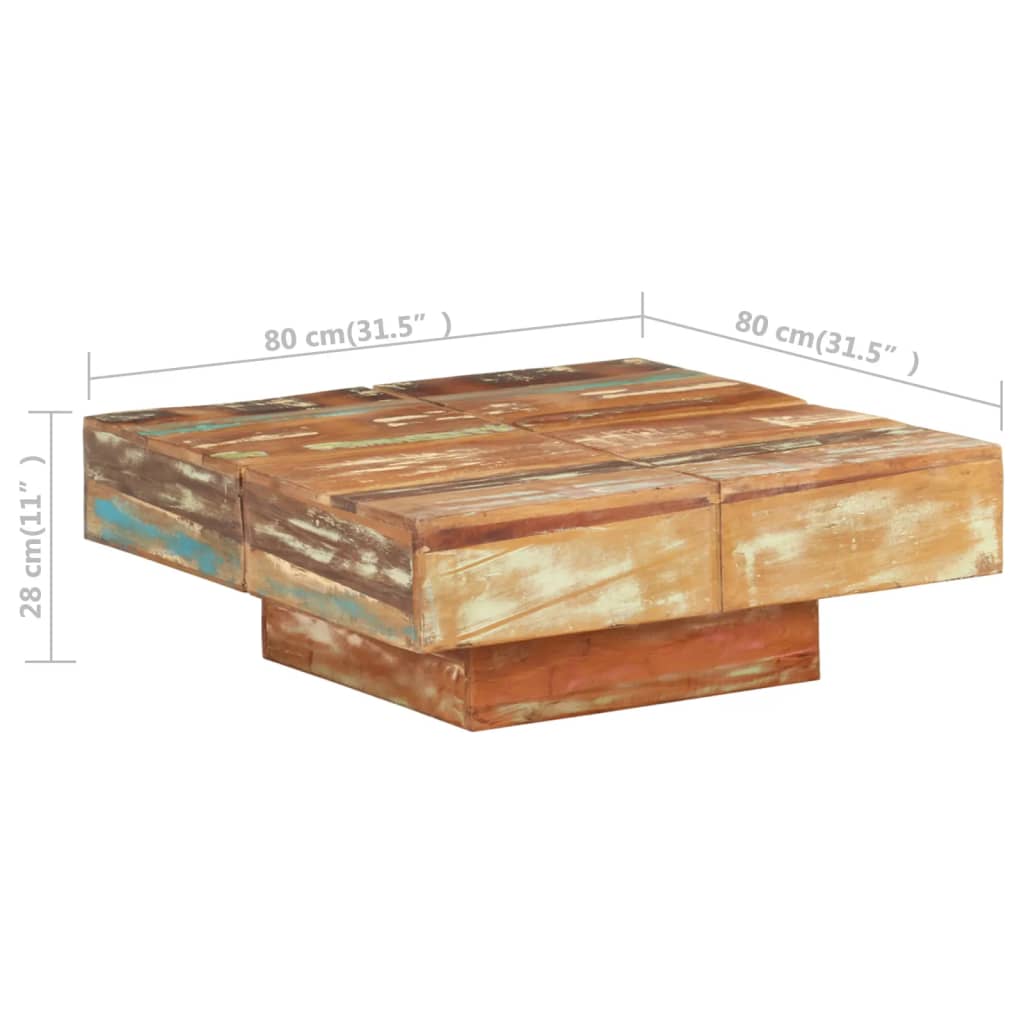 vidaXL Konferenční stolek 80 x 80 x 28 cm masivní recyklované dřevo