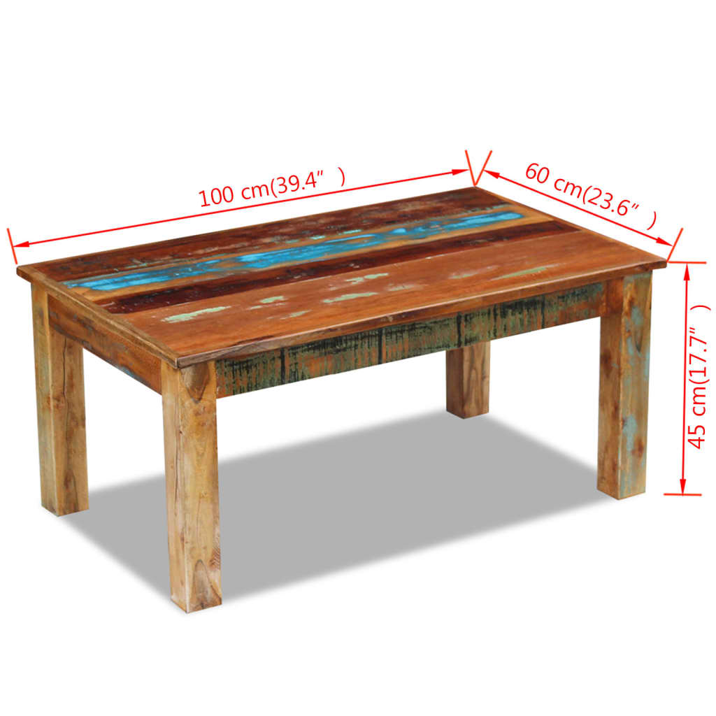 vidaXL Konferenční stolek masivní recyklované dřevo 100 x 60 x 45 cm