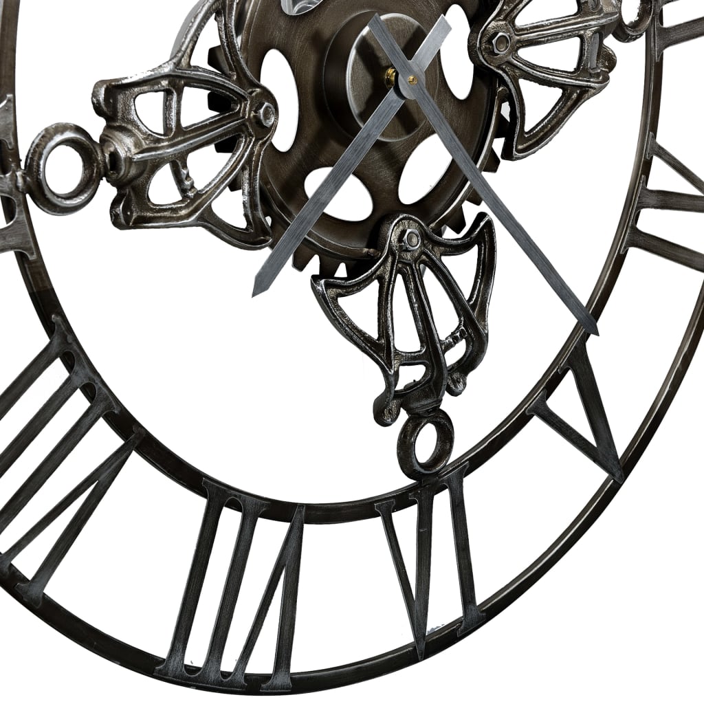 vidaXL Nástěnné hodiny stříbrné 78 cm kov