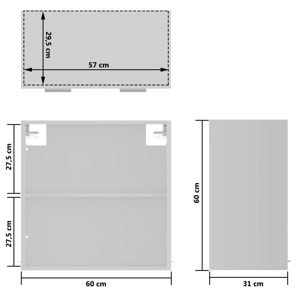 vidaXL Horní skříňka prosklená bílá 60 x 31 x 60 cm dřevotříska