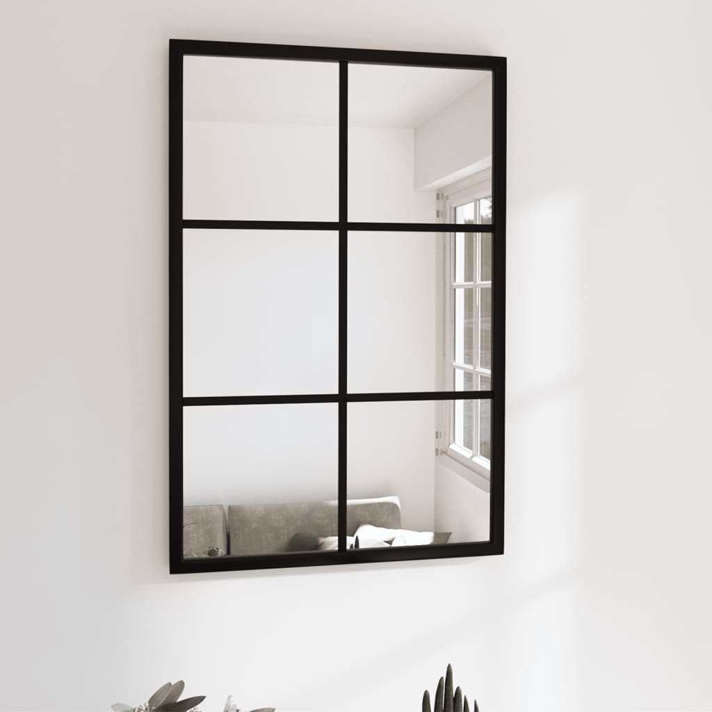 vidaXL Nástěnné zrcadlo černé 60 x 40 cm kov