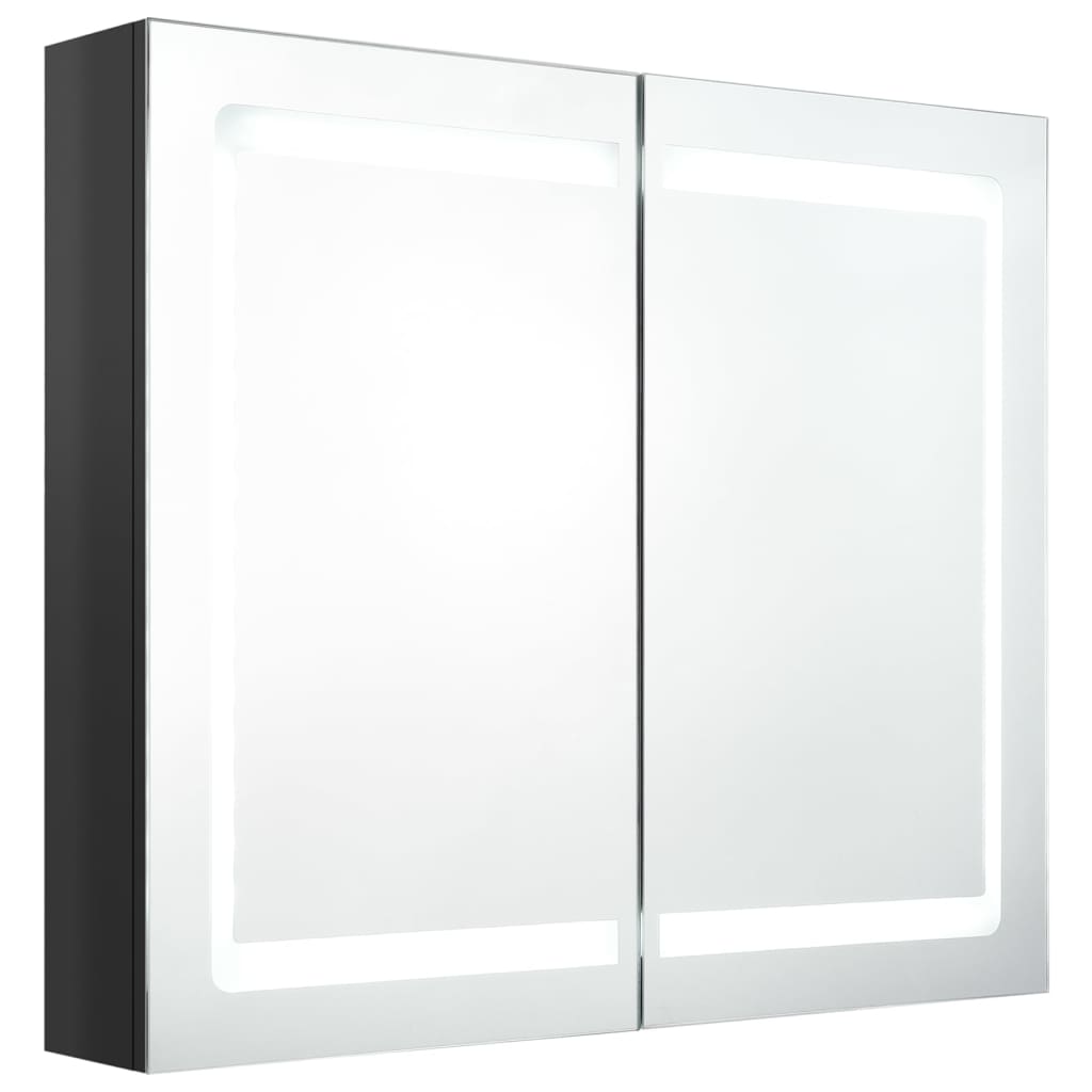 vidaXL LED koupelnová skříňka se zrcadlem zářivě černá 80 x 12 x 68 cm