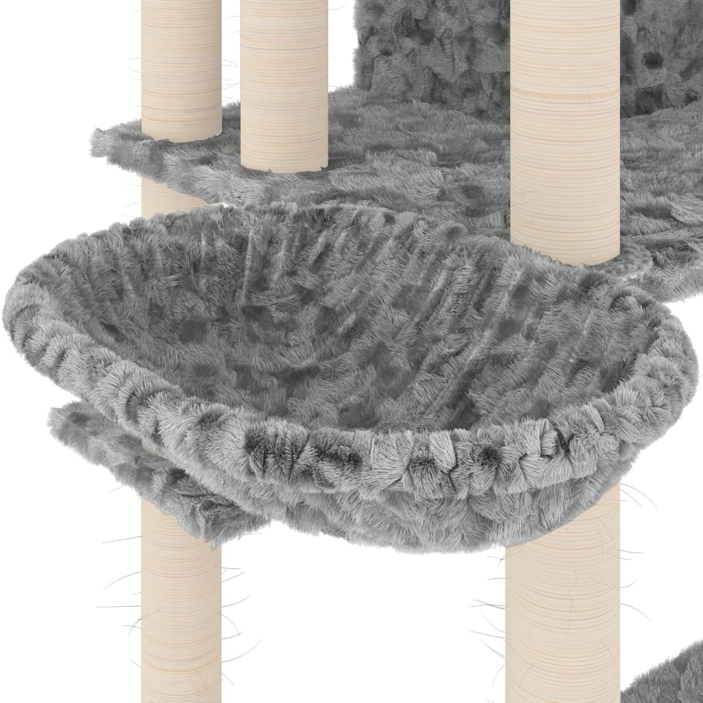 vidaXL Škrabadlo pro kočky se sisalovými sloupky světle šedé 191 cm