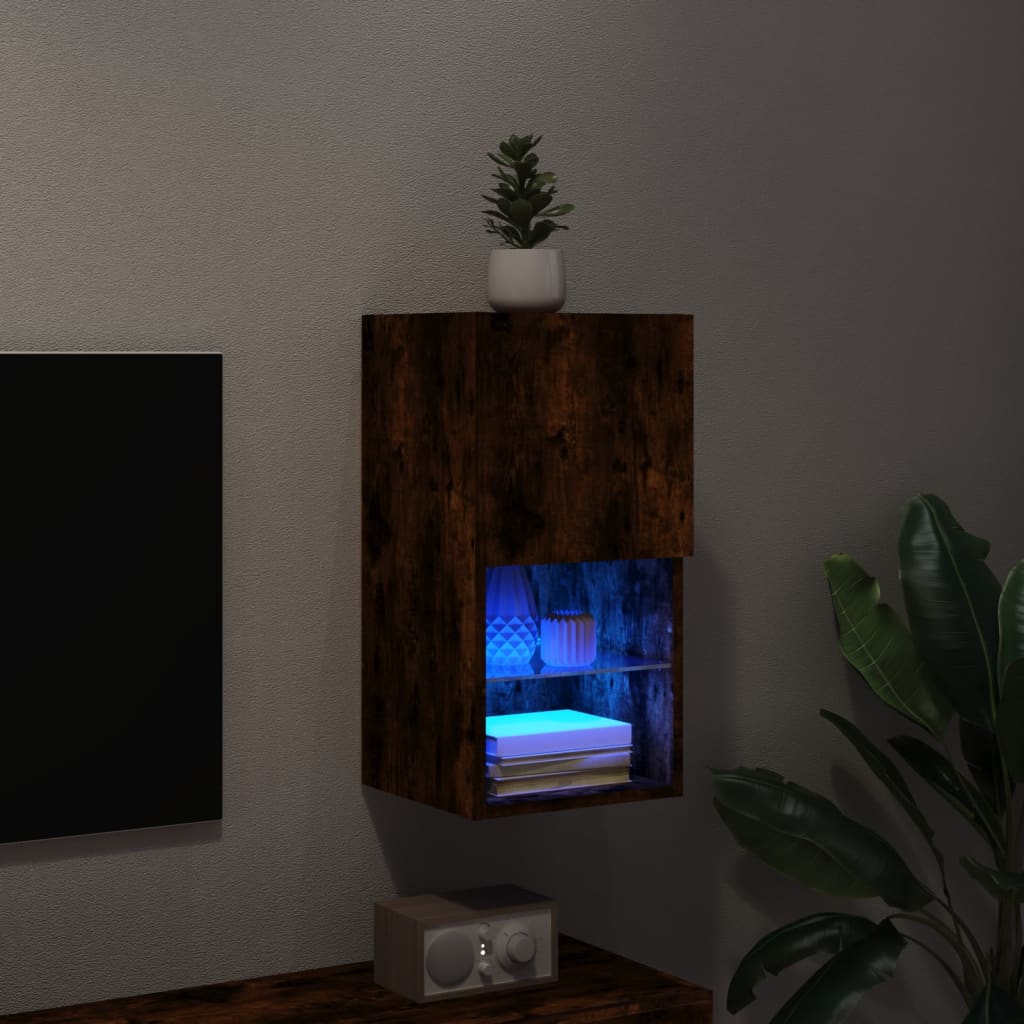 vidaXL TV skříňka s LED osvětlením kouřový dub 30,5 x 30 x 60 cm