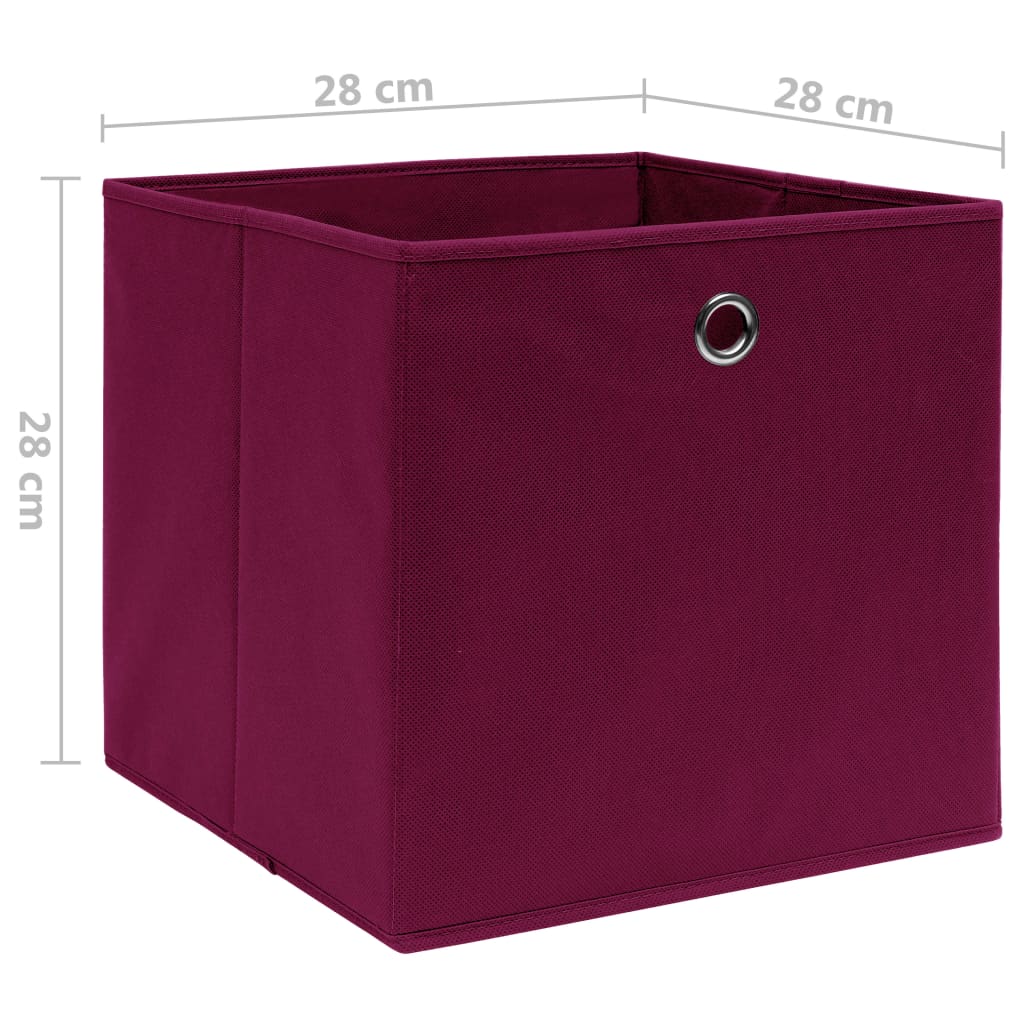 vidaXL Úložné boxy 10 ks netkaná textilie 28x28x28 cm tmavě červené