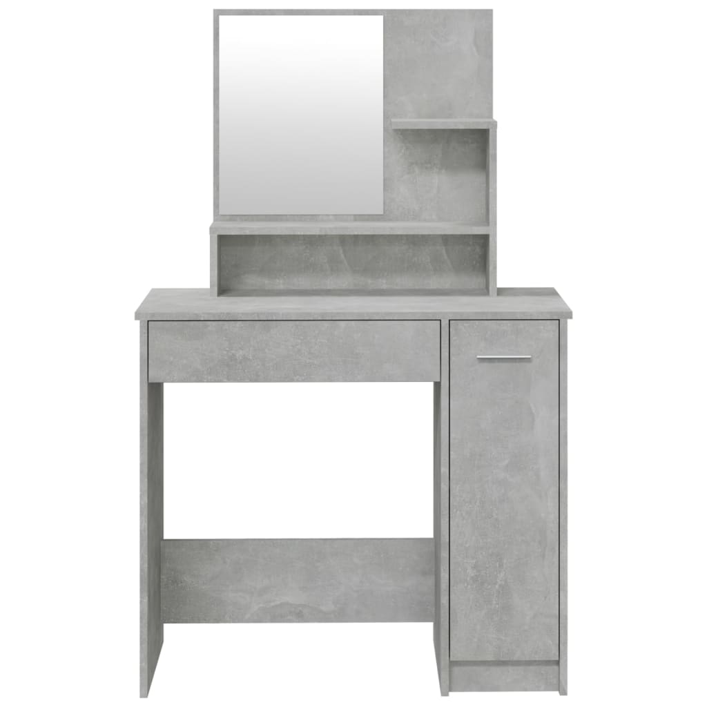 vidaXL Toaletní stolek se zrcadlem betonově šedý 86,5 x 35 x 136 cm