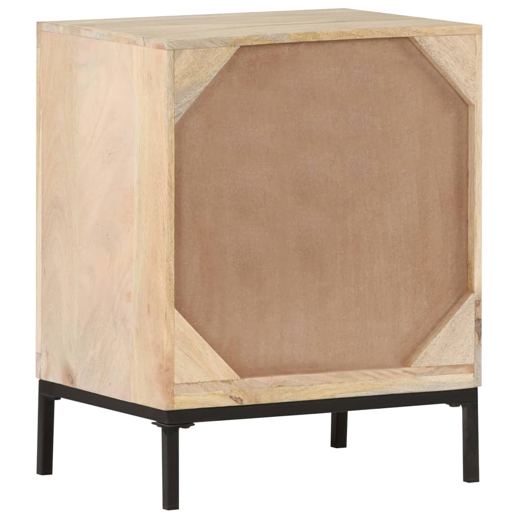 vidaXL Noční stolek 40 x 30 x 50 cm masivní mangovník a přírodní rákos