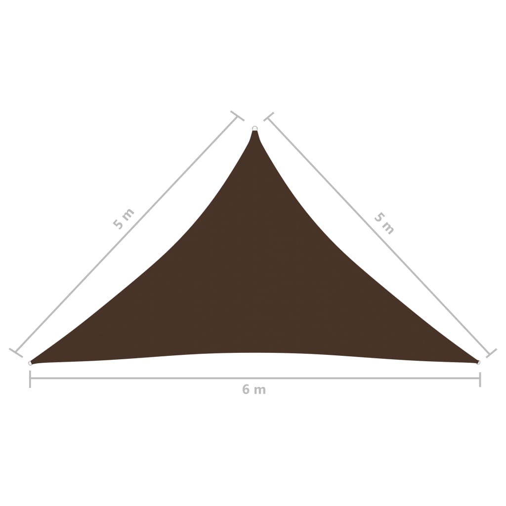 vidaXL Stínící plachta oxfordská látka trojúhelníková 5x5x6 m hnědá
