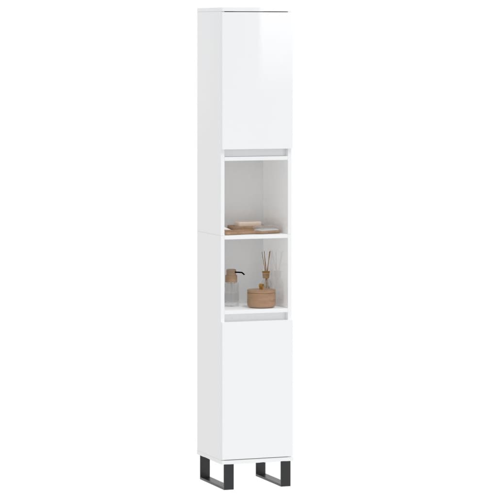 vidaXL Koupelnová skříňka lesklá bílá 30x30x190 cm kompozitní dřevo