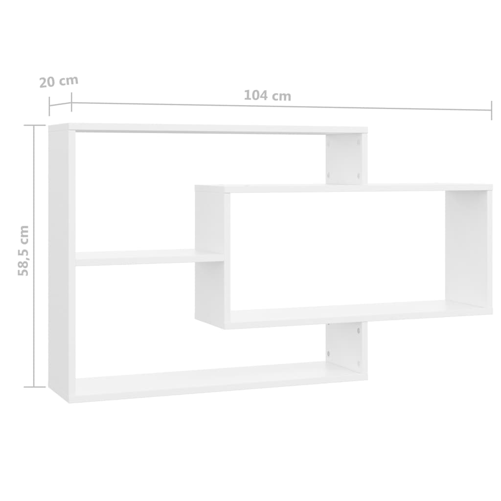 vidaXL Nástěnné police bílé 104 x 20 x 58,5 cm dřevotříska