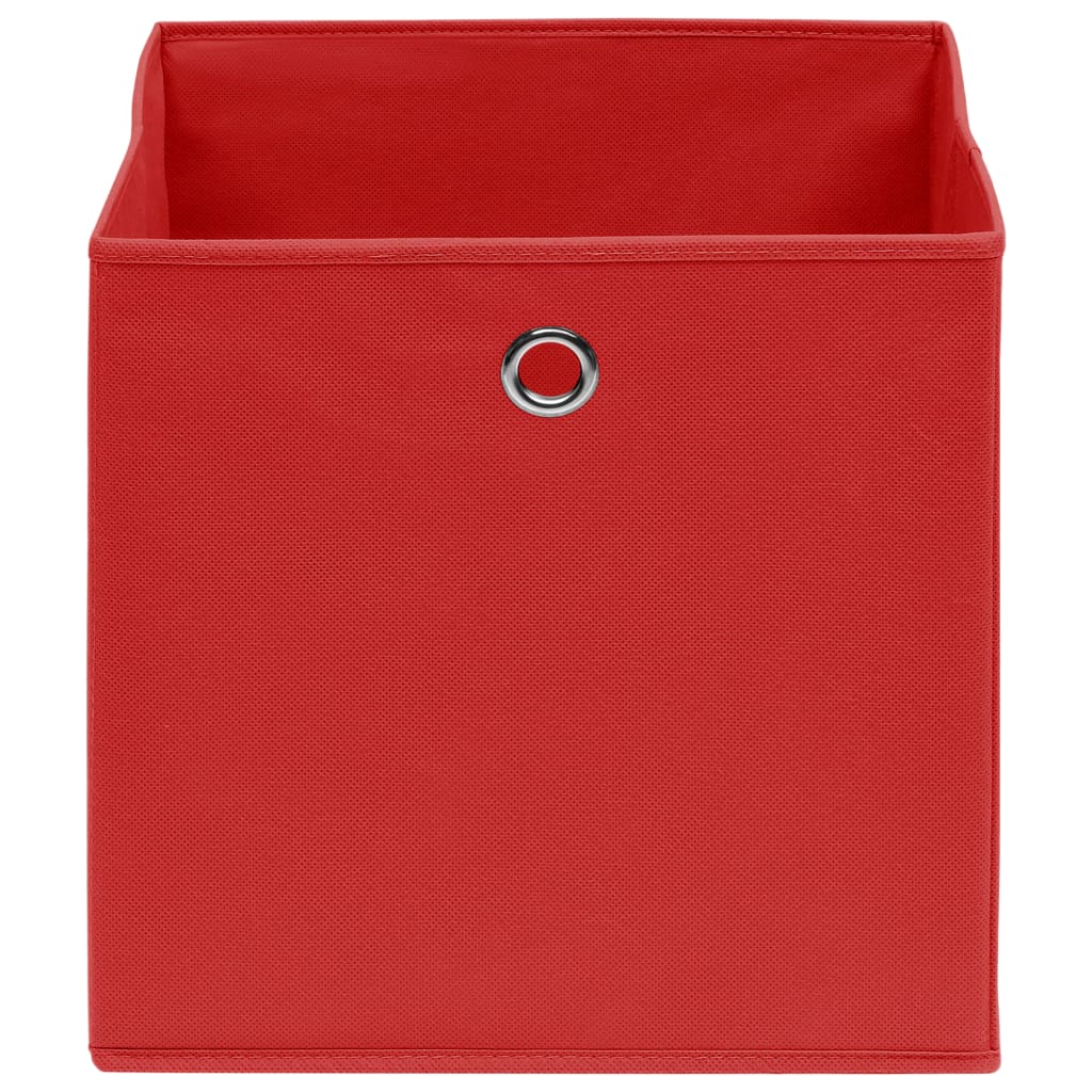 vidaXL Úložné boxy 10 ks červené 32 x 32 x 32 cm textil