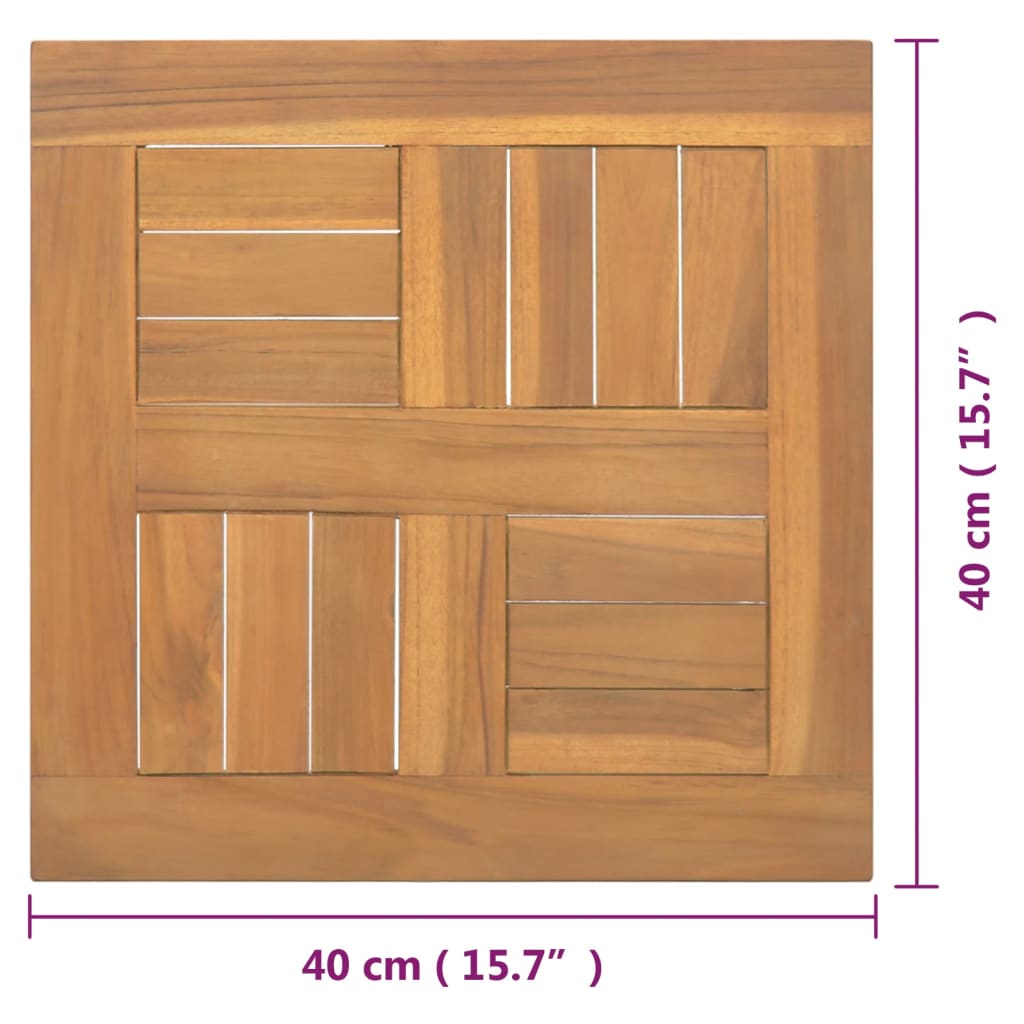 vidaXL Čtvercová stolní deska 40 x 40 x 2,5 cm masivní teakové dřevo