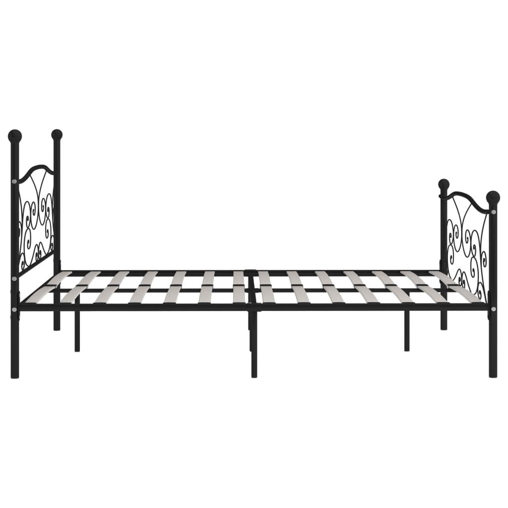 vidaXL Rám postele s laťkovým roštem černý kov 180 x 200 cm