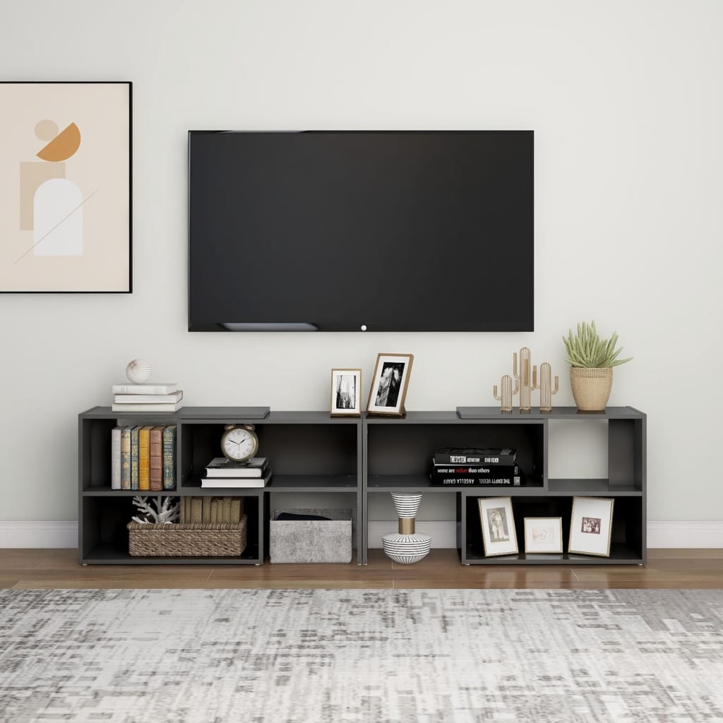 vidaXL TV skříňka šedá s vysokým leskem 149 x 30 x 52 cm dřevotříska