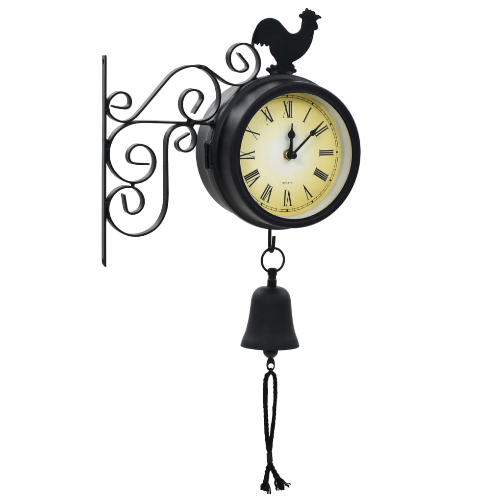 vidaXL Zahradní nástěnné hodiny s teploměrem vintage