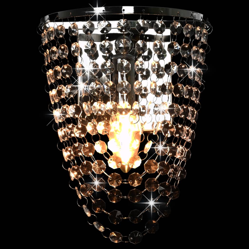vidaXL Nástěnná lampa s křišťálovými korálky stříbrná oválná E14