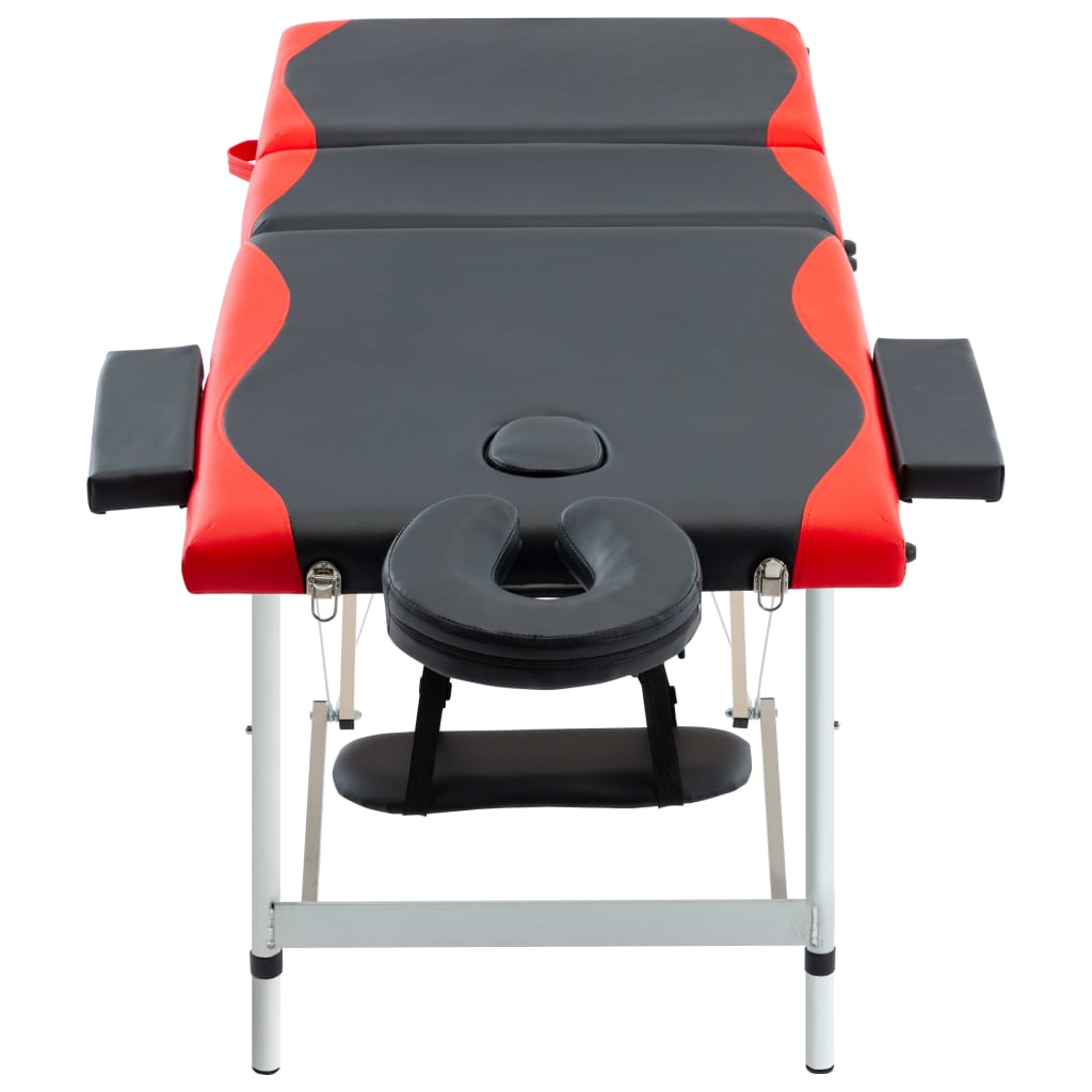 vidaXL Skládací masážní stůl se 3 zónami hliník černý a červený