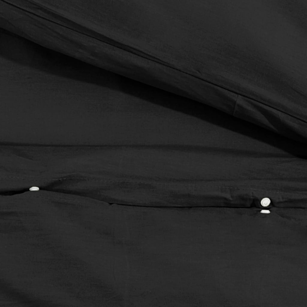 vidaXL Sada ložního prádla černá 140 x 200 cm bavlna