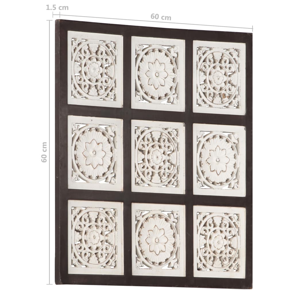 vidaXL Ručně vyřezávaný nástěnný panel MDF 60x60x1,5 cm hnědý a bílý