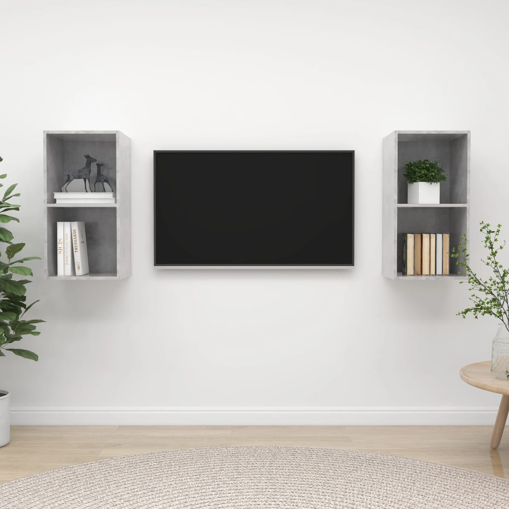 vidaXL Nástěnné TV skříňky 2 ks betonově šedé kompozitní dřevo