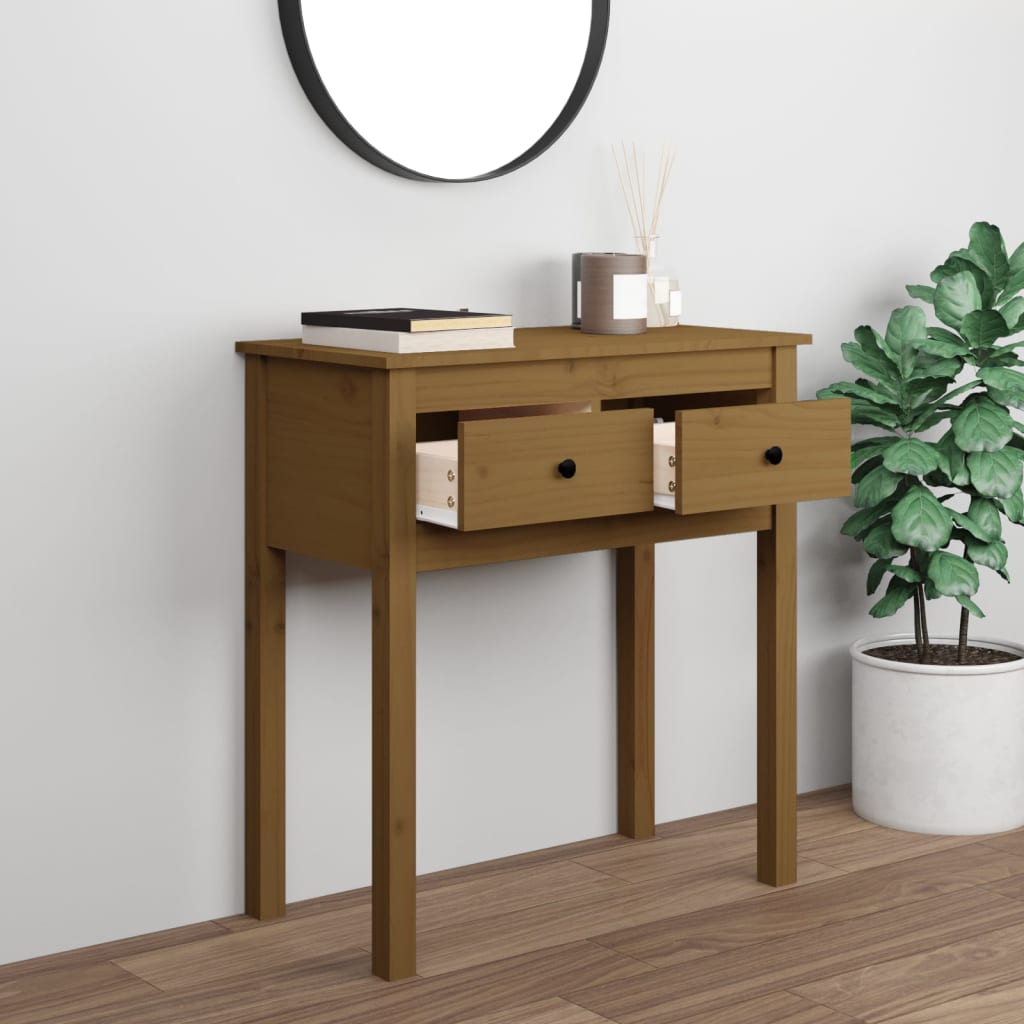 vidaXL Konzolový stolek medově hnědý 70x35x75 cm masivní borové dřevo