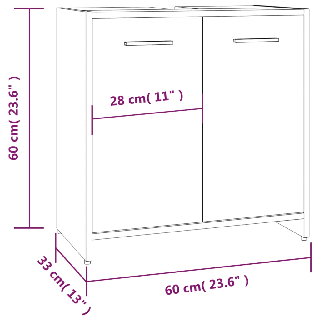 vidaXL Koupelnová skříňka hnědý dub 60 x 33 x 60 cm kompozitní dřevo