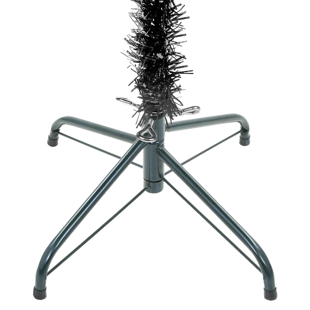 vidaXL Úzký vánoční stromek s LED a sadou koulí černý 210 cm