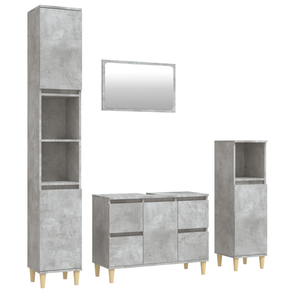 vidaXL 4dílný set koupelnového nábytku betonově šedý kompozitní dřevo