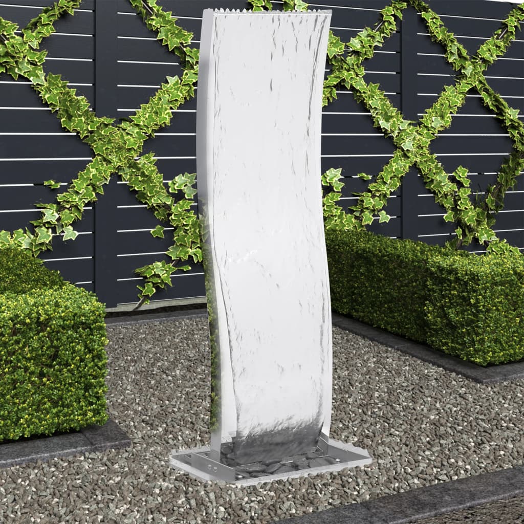 vidaXL Zahradní fontána s čerpadlem nerezová ocel 130 cm zaoblená