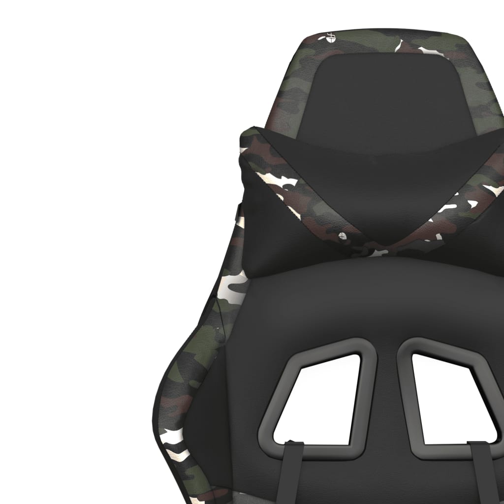 vidaXL Masážní herní židle černá a maskáčová umělá kůže